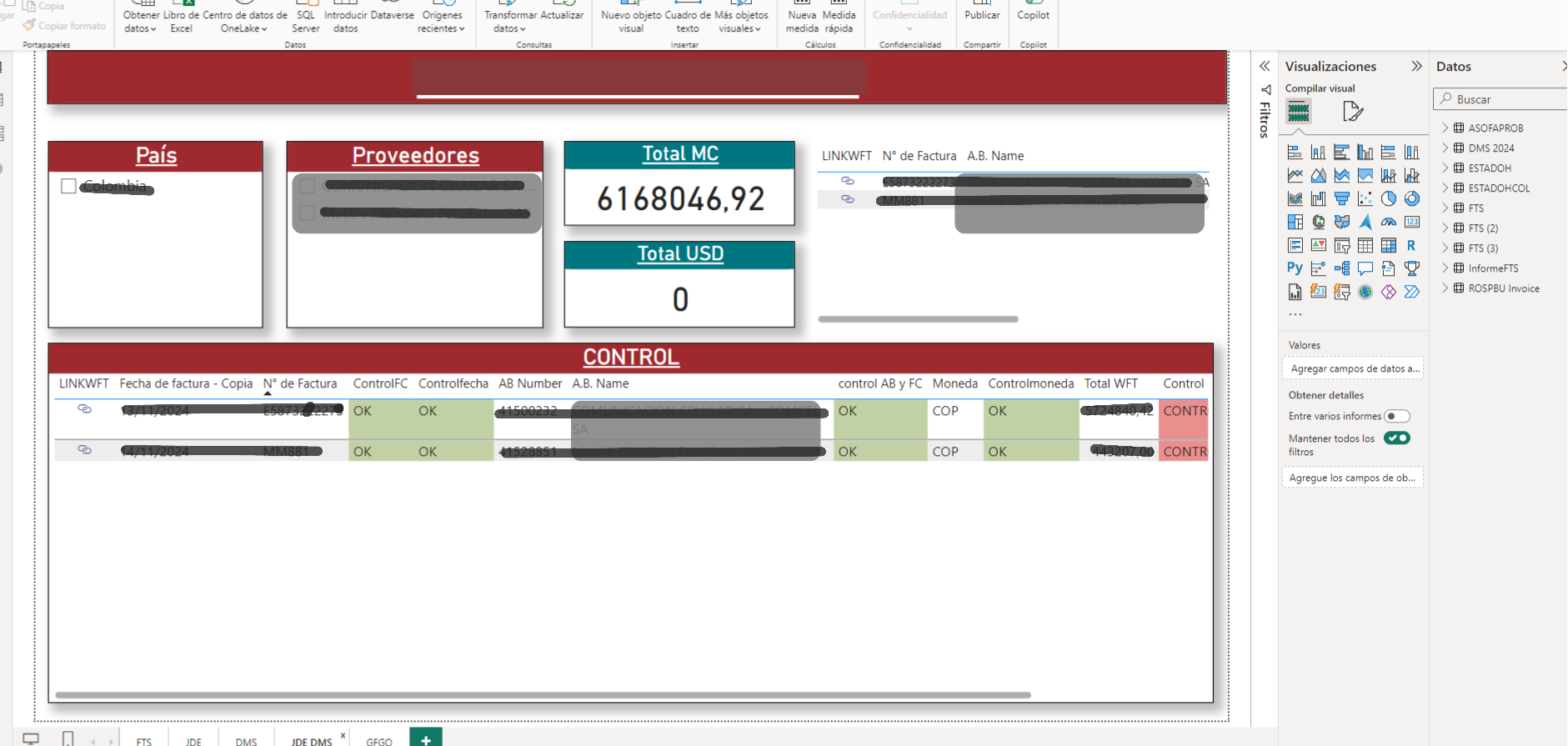Dashboard Power BI - Detalle de Facturas